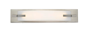 Long Metal Base Vanity Light in Brushed Steel