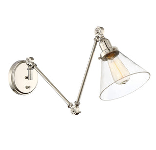 Drake 1-Light Adjustable Wall Sconce in Polished Nickel