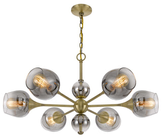 60W X 6 Pendleton Metal Chandelier With Electoral Plated Smoked Glass Shades