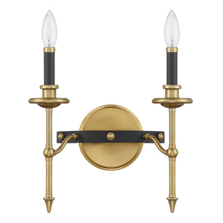 Consulate 2-Light Wall Sconce in Matte Black and Warm Brass