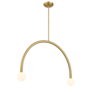 2-Light Chandelier in Natural Brass