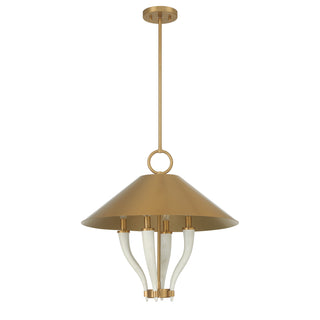 Hearne 4-Light Pendant in Warm Brass by Dann Foley