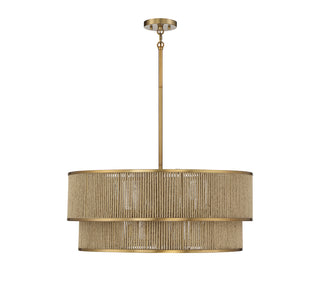 Ashburn 6-Light Pendant in Warm Brass and Rope
