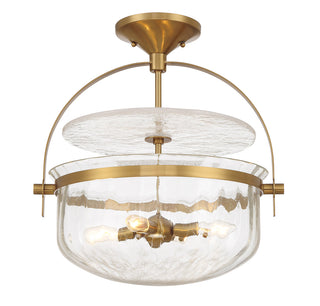 Denmar 4-Light Convertible Semi-Flush or Pendant in Warm Brass