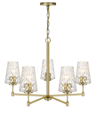 60W X 5 Crestwood Metal Chandelier With Textured Glass Shades