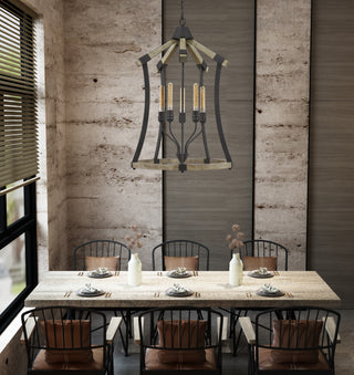 Dali 60W X 5 Metal/Pine Wood Chandelier  (Edison Bulbs Not Included)