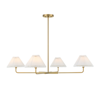 4-Light Chandelier in Natural Brass