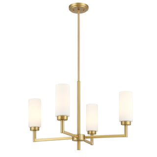 4-Light Chandelier in Natural Brass