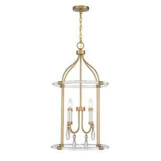 Mayfair 4-Light Pendant in Warm Brass and Chrome