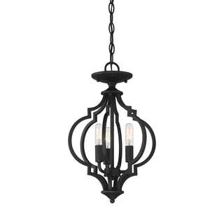 3-Light Convertible Semi-Flush or Pendant in Matte Black