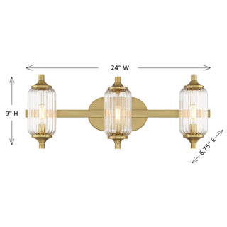 Holton 3-Light Bathroom Vanity Light in Warm Brass