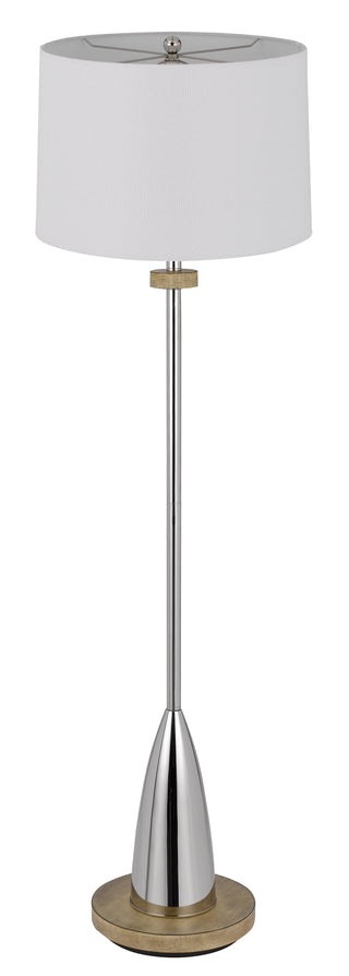 150W 3 Way Lockport Metal Floor Lamp With Rubber Wood Base