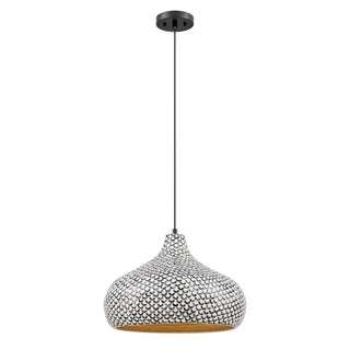 Jade 1-Light Pendant in Black and White Shell