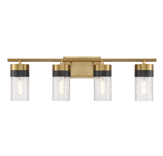 Brickell 4-Light Bathroom Vanity Light in Warm Brass and Black