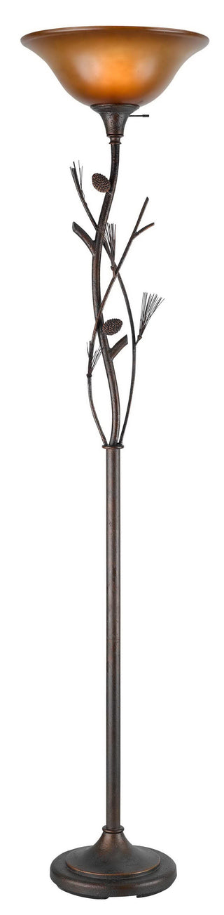 150W 3 Way Pinecone Torchiere With Glass Shade