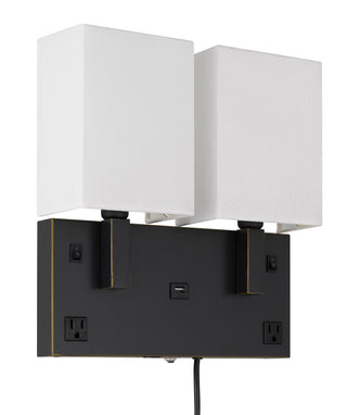 Oberlin Wall Lamp With Power Outlets And Usb Charging Port