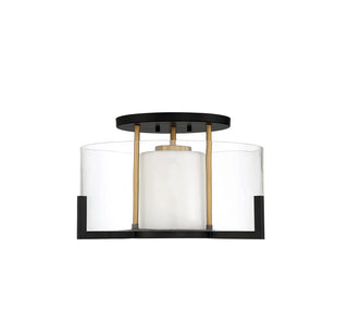 Eaton 1-Light Ceiling Light in Matte Black with Warm Brass Accents