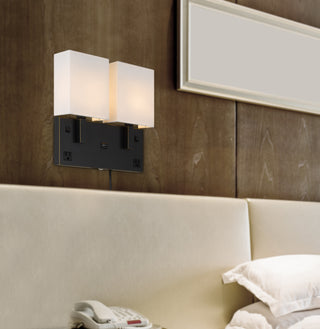 Oberlin Wall Lamp With Power Outlets And Usb Charging Port