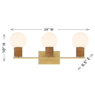 Jarrell 3-Light Bathroom Vanity Light in Warm Brass