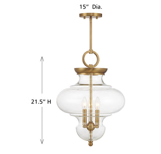 Bergdorf 3-Light Pendant in Warm Brass
