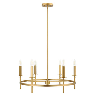 6-Light Chandelier in Natural Brass
