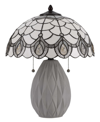 60W X 2 Tiffany Table Lamp With Pull Chain Switch And Resin Lamp Body