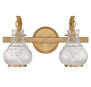 Adams 2-Light Bathroom Vanity Light in Warm Brass