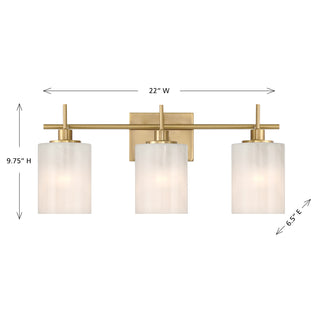3-Light Bathroom Vanity Light in Natural Brass