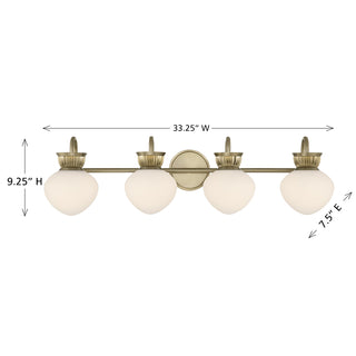 Melbourne 4-Light Bathroom Vanity Light in Noble Brass