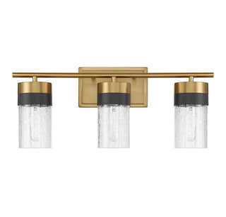 Brickell 3-Light Bathroom Vanity Light in Warm Brass and Black