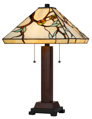 60W x 2 metal/resin Tiffany table lamp with pull chain switches