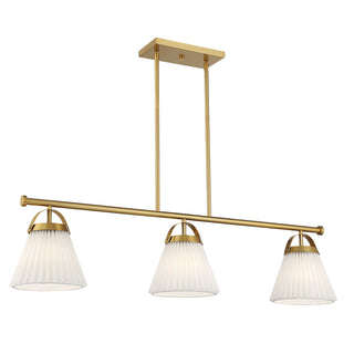 3-Light Linear Chandelier in Natural Brass