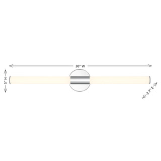 Connor 30" Mini Tube LED Cylinder Vanity Light in Chrome