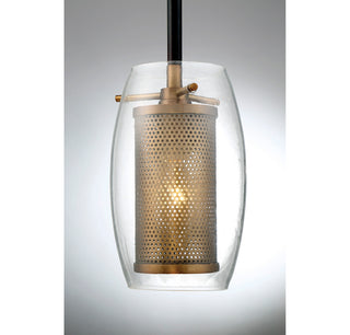 Dunbar 1-Light Mini-Pendant in Warm Brass with Bronze Accents