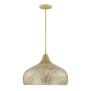 Kemp 1-Light Pendant in Ivory and Gold Shell