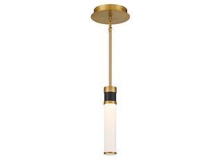 Abel LED Mini-Pendant in Matte Black with Warm Brass Accents