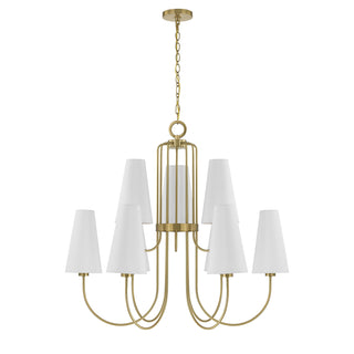 Wilkes 9-Light Chandelier in Warm Brass by Dann Foley