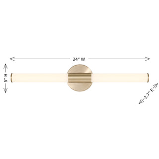 Connor 24" Mini Tube LED Cylinder Vanity Light in Brass
