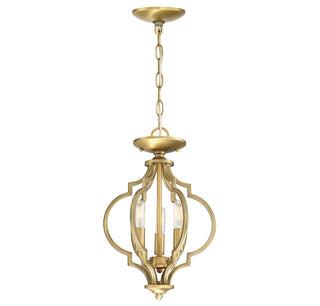 3-Light Convertible Semi-Flush or Pendant in Natural Brass