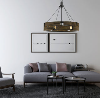 60W X 9 Bradford Metal And Wood Chandelier