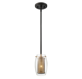Dunbar 1-Light Mini-Pendant in Warm Brass with Bronze Accents