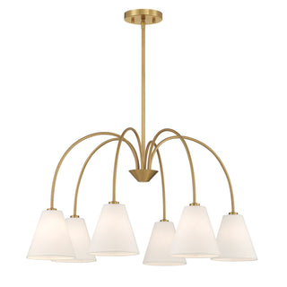 6-Light Chandelier in Natural Brass