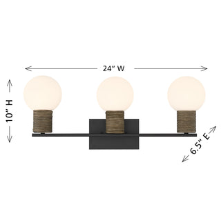 Jarrell 3-Light Bathroom Vanity Light in Matte Black