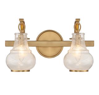 Adams 2-Light Bathroom Vanity Light in Warm Brass