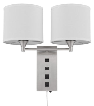 Reedsport Wall Lamp With Power Outlets And Usb Charging Port