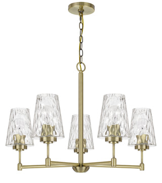 60W X 5 Crestwood Metal Chandelier With Textured Glass Shades