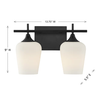 Octave 2-Light Bathroom Vanity Light in Matte Black