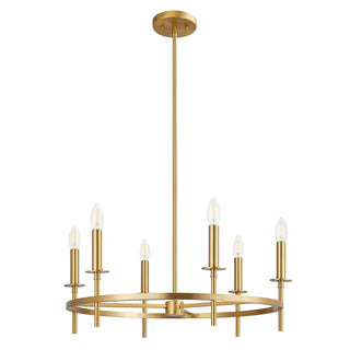 4-Light Chandelier in Natural Brass
