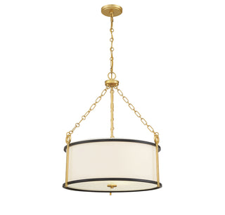 Kian 3-Light Pendant in Matte Black with True Gold