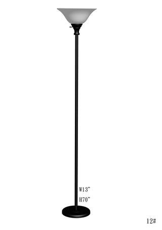 150W 3 Way Metal Torchiere With Glass Shade
